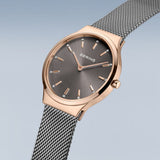 BERING Classic Polished Rose Gold 31mm Grey Sunray Dial Women's Watch 12131-369-GWP