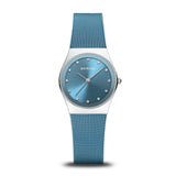 BERING Classic Polished Silver 27mm Blue Sunray Dial Women's Watch 12927-308