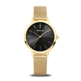BERING Classic Polished Gold 34mm Black Sunray Dial Women's Watch 13434-332