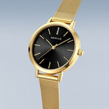 BERING Classic Polished Gold 34mm Black Sunray Dial Women's Watch 13434-332