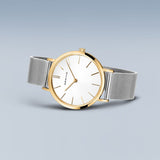 BERING Classic Polished Gold 34mm White Dial Women's Watch 14134-010