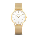 BERING Classic Polished Gold 34mm White Dial Women's Watch 14134-331