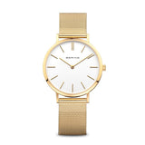 BERING Classic Polished Gold 34mm White Dial Women's Watch 14134-331