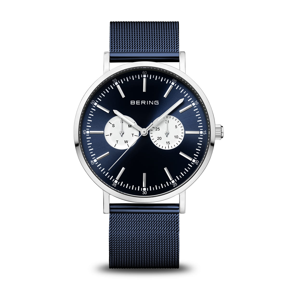BERING Classic Brushed Silver 40mm Blue Sunray Dial Men's Watch 14240-300