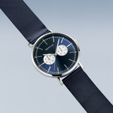 BERING Classic Brushed Silver 40mm Blue Sunray Dial Men's Watch 14240-300