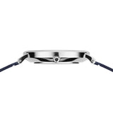 BERING Classic Polished Silver 40mm Blue Sunray Dial Men's Watch 14240-303