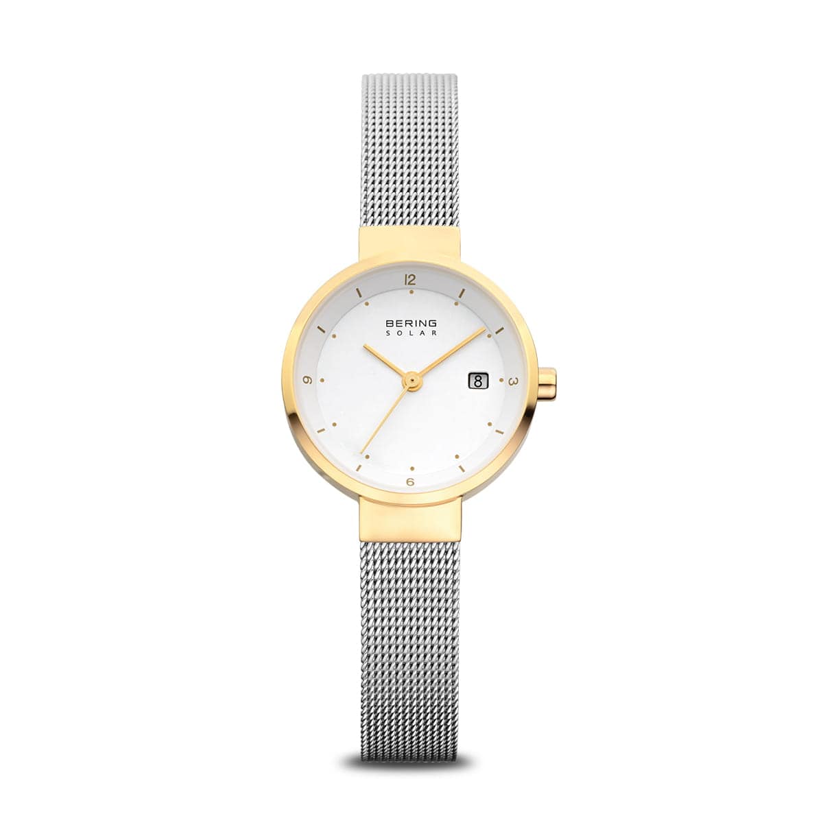 BERING Solar Polished Gold 26mm White Dial Women's Watch 14426-010