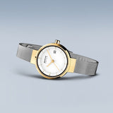 BERING Solar Polished Gold 26mm White Dial Women's Watch 14426-010