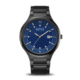 BERING Solar Polished/Brushed Black 42mm Blue Dial Men's Watch 14442-727