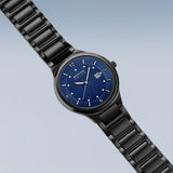 BERING Solar Polished/Brushed Black 42mm Blue Dial Men's Watch 14442-727