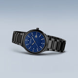 BERING Solar Polished/Brushed Black 42mm Blue Dial Men's Watch 14442-727