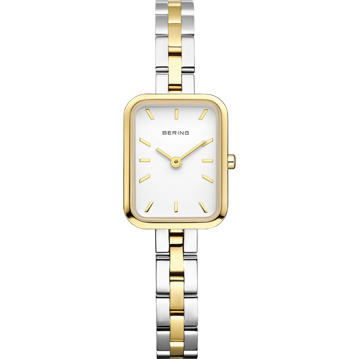 BERING Rectangular Link Watch Bicolor 20mm White Dial Women's Watch 14520-710
