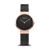 BERING Classic Polished/Brushed Rose Gold 31mm Black Dial Women's Watch 14531-166