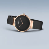 BERING Classic Polished/Brushed Rose Gold 31mm Black Dial Women's Watch 14531-166