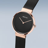 BERING Classic Polished/Brushed Rose Gold 31mm Black Dial Women's Watch 14531-166