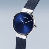 BERING Classic Polished/Brushed Silver 31mm Blue Sunray Dial Women's Watch 14531-307