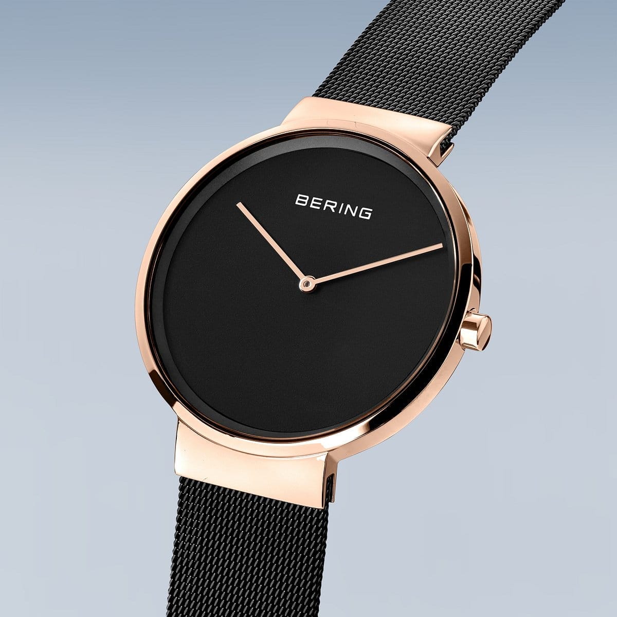 BERING Classic Polished/Brushed Rose Gold 39mm Black Dial Unisex Watch 14539-166