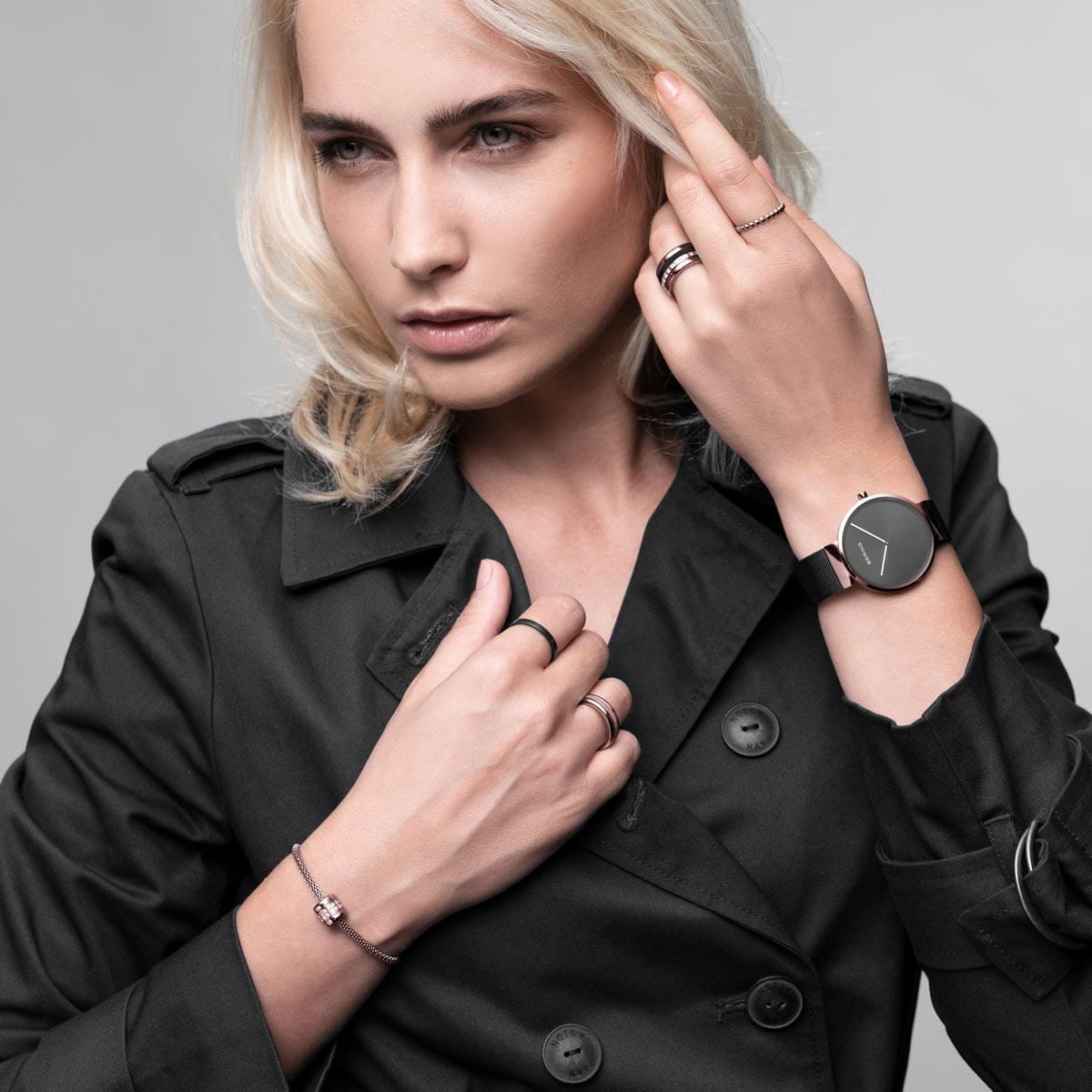 BERING Classic Polished/Brushed Rose Gold 39mm Black Dial Unisex Watch 14539-166