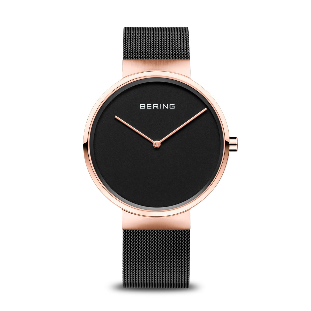 BERING Classic Polished/Brushed Rose Gold 39mm Black Dial Unisex Watch 14539-166