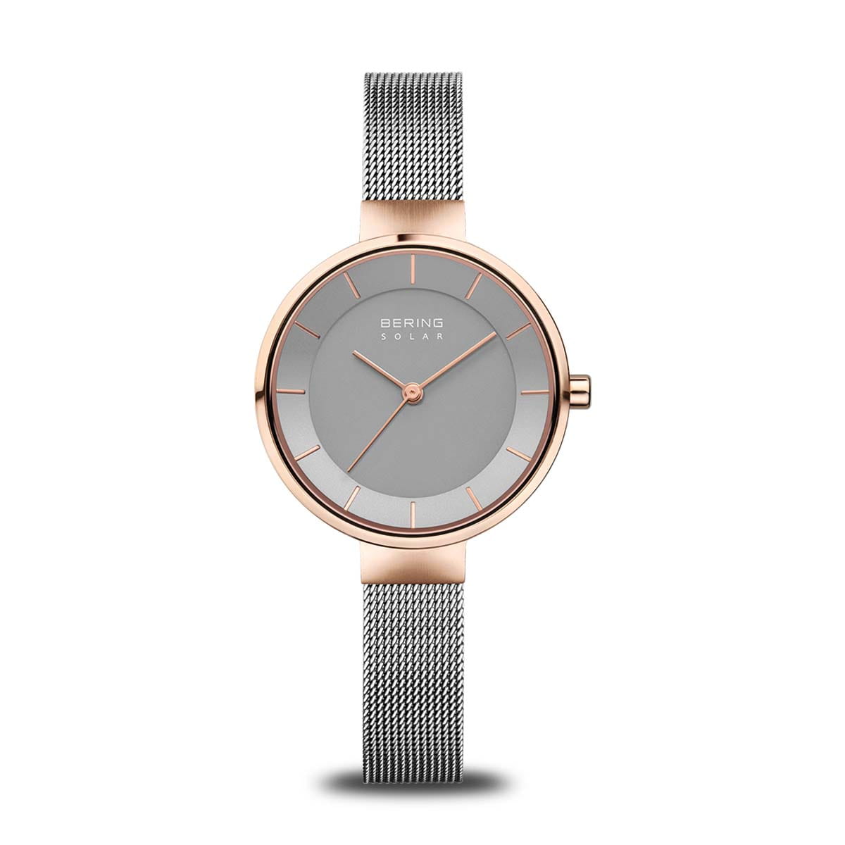 BERING Solar Polished Rose Gold 31mm Grey Dial Women's Watch 14631-369