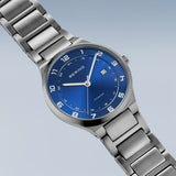 BERING Titanium Brushed Silver 40mm Blue Sunray Dial Men's Watch 15139-707