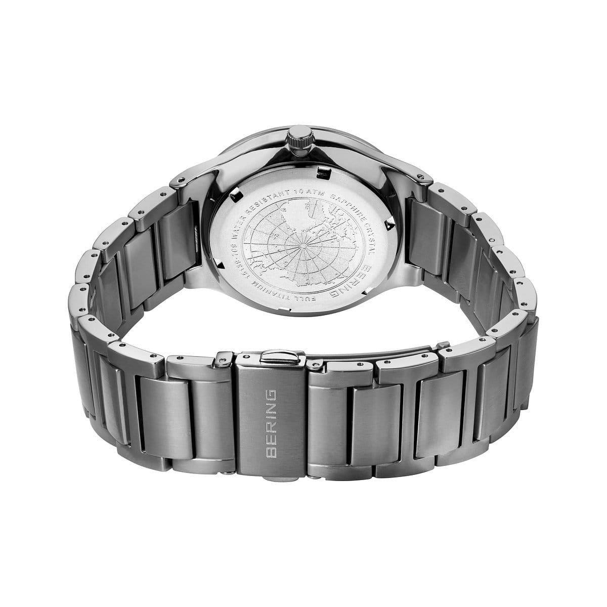 BERING Titanium Polished Silver 40mm Black Sunray Dial Men's Watch 15139-709