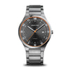 BERING Titanium Polished Silver 40mm Black Sunray Dial Men's Watch 15139-709