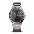 BERING Titanium Polished Silver 40mm Black Sunray Dial Men's Watch 15139-709
