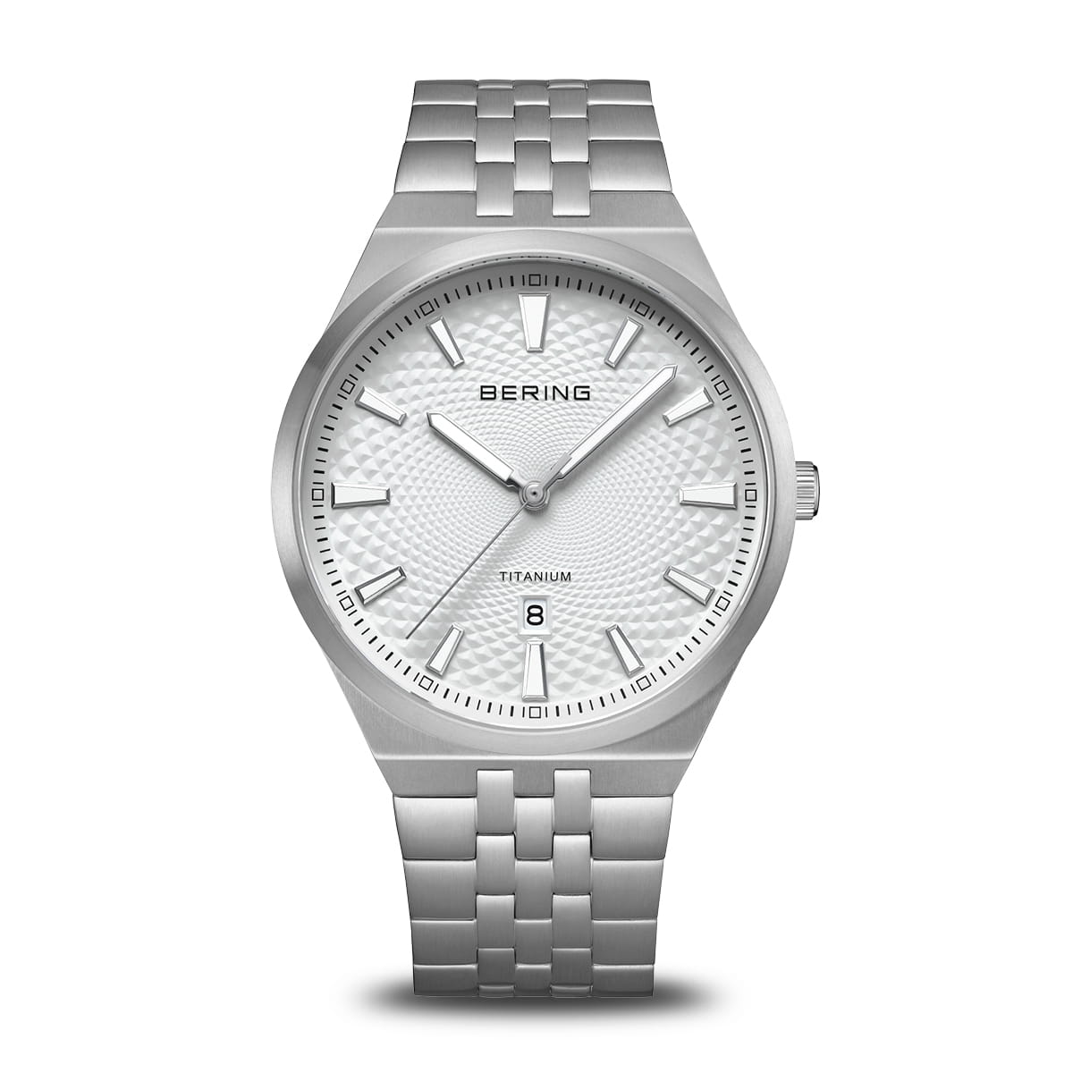 BERING Titanium Brushed Grey 41mm White Dial Men's Watch 16141-704