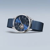 BERING Automatic Polished/Brushed Silver 43mm Blue Sunray Men's Watch 16743-307