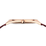 BERING Ultra Slim Polished Rose Gold 31mm Red Sunray Dial Women's Watch 17031-363