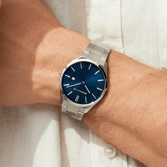 BERING Ultra Slim Polished/Brushed Silver 40mm Blue Sunray Dial Men's Watch 17240-707