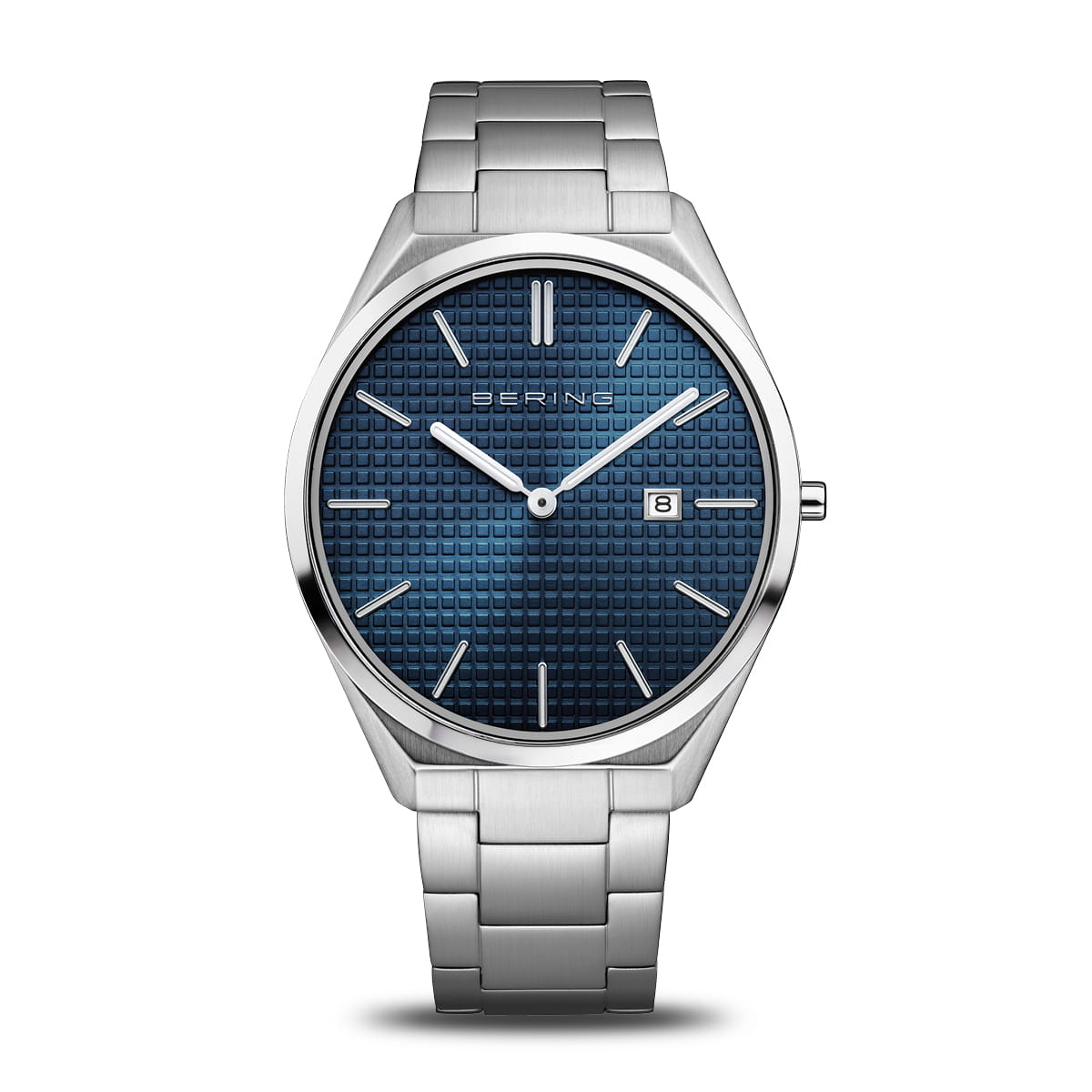BERING Ultra Slim Polished/Brushed Silver 40mm Blue Sunray Dial Men's Watch 17240-707