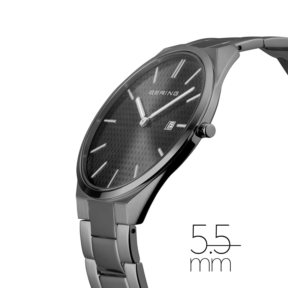 BERING Ultra Slim Polished/Brushed Grey 40mm Grey Sunray Dial Men's Watch 17240-777