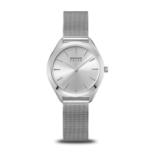BERING Solar Polished Silver 35mm Silver Sunray Dial Women's Watch 17331-000
