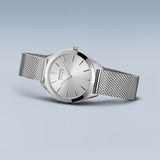 BERING Solar Polished Silver 35mm Silver Sunray Dial Women's Watch 17331-000