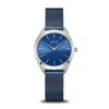 BERING Solar Polished Silver 35mm Blue Sunray Dial Women's Watch 17331-307