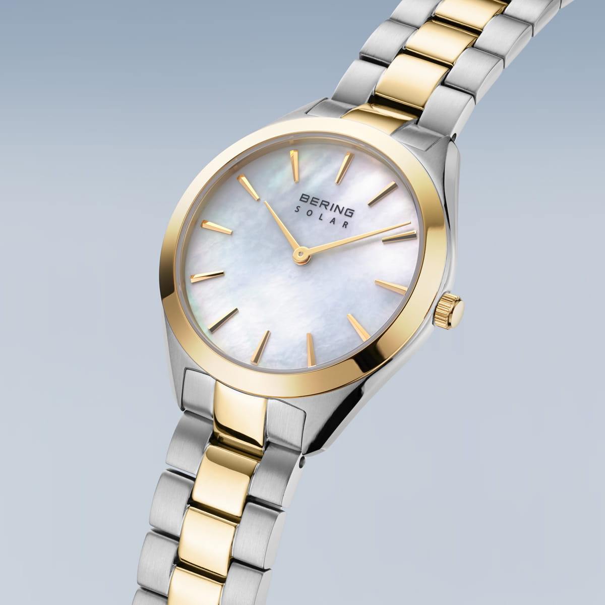 BERING Solar Polished Silver 31mm Mother of Pearl Dial Women's Watch 17331-710
