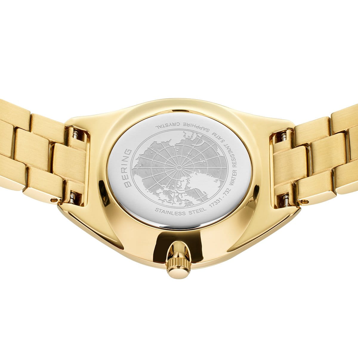 BERING Solar Polished Gold 31mm Deep Blue Mother of Pearl Dial Women's Watch 17331-732