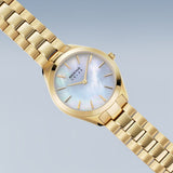 BERING Solar Polished Gold 31mm Mother of Pearl Dial Women's Watch 17331-734