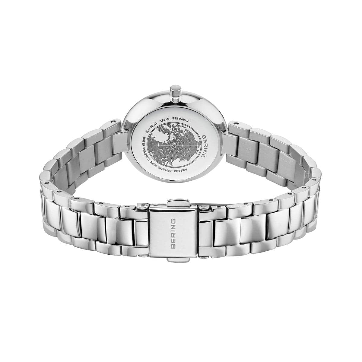 BERING Classic Polished Silver 30mm Grey Diamond Dial Women's Watch 17529-700