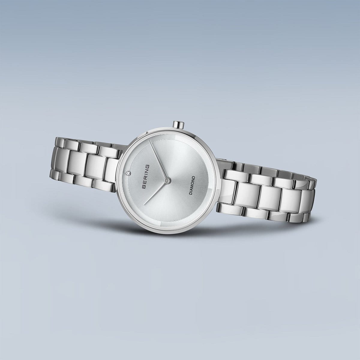 BERING Classic Polished Silver 30mm Grey Diamond Dial Women's Watch 17529-700