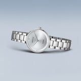 BERING Classic Polished Silver 30mm Grey Diamond Dial Women's Watch 17529-700