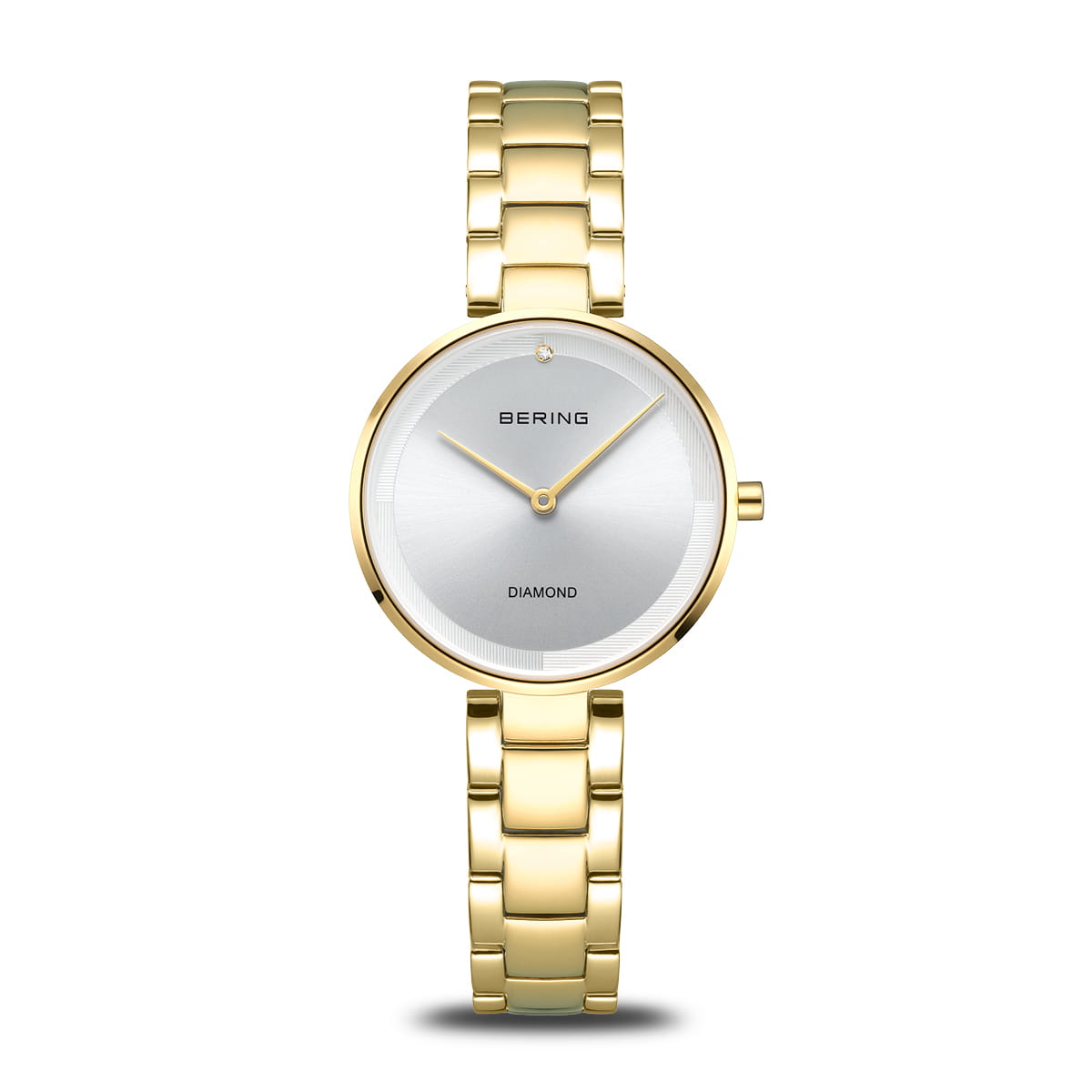 BERING Classic Polished Gold 30mm Silver Sunray Dial Women's Watch 17529-730