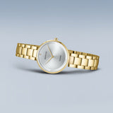 BERING Classic Polished Gold 30mm Silver Sunray Dial Women's Watch 17529-730
