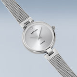 BERING Classic Polished Silver 24mm Silver Diamond Dial Women's Watch 17724-000