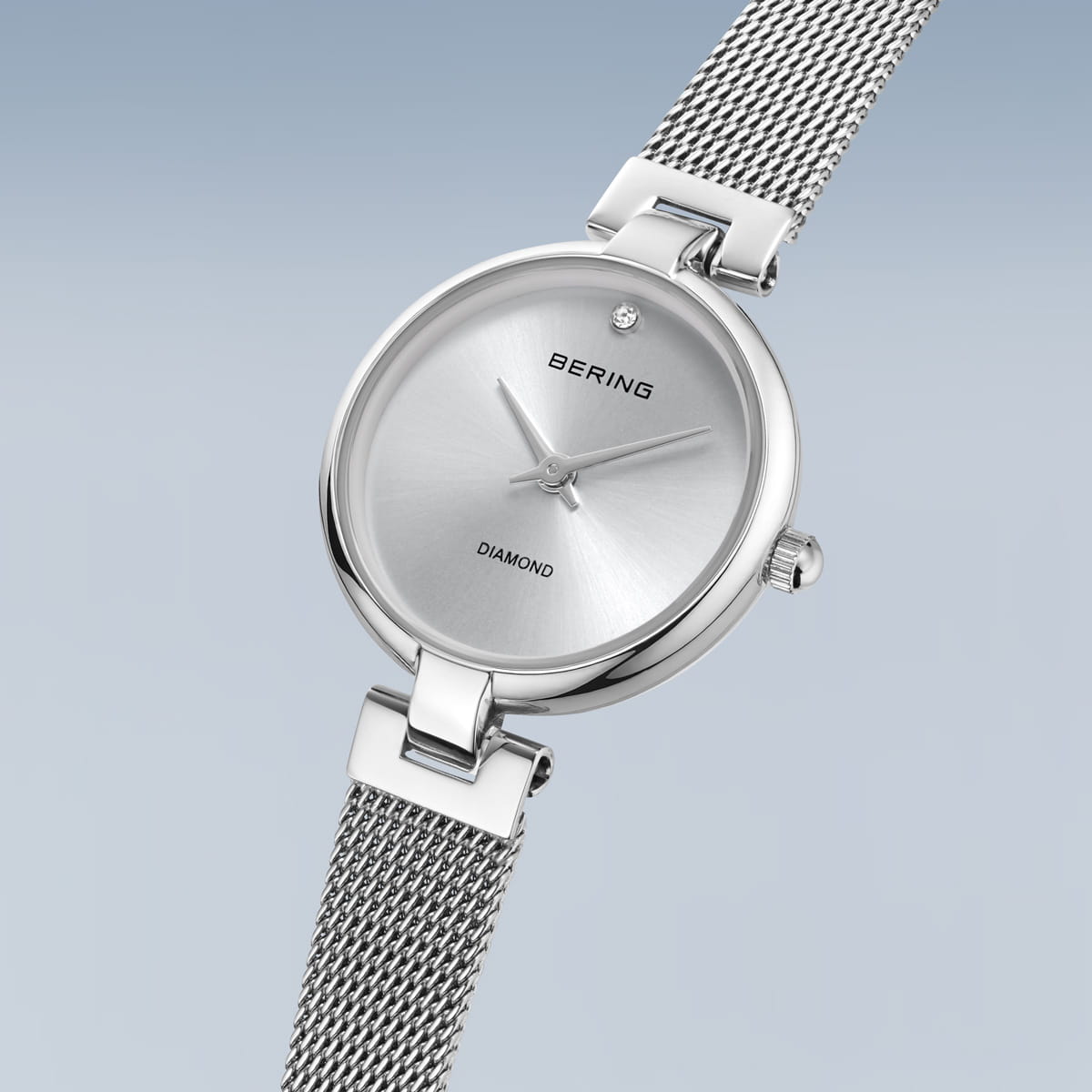 BERING Classic Polished Silver 24mm Silver Diamond Dial Women's Watch 17724-000