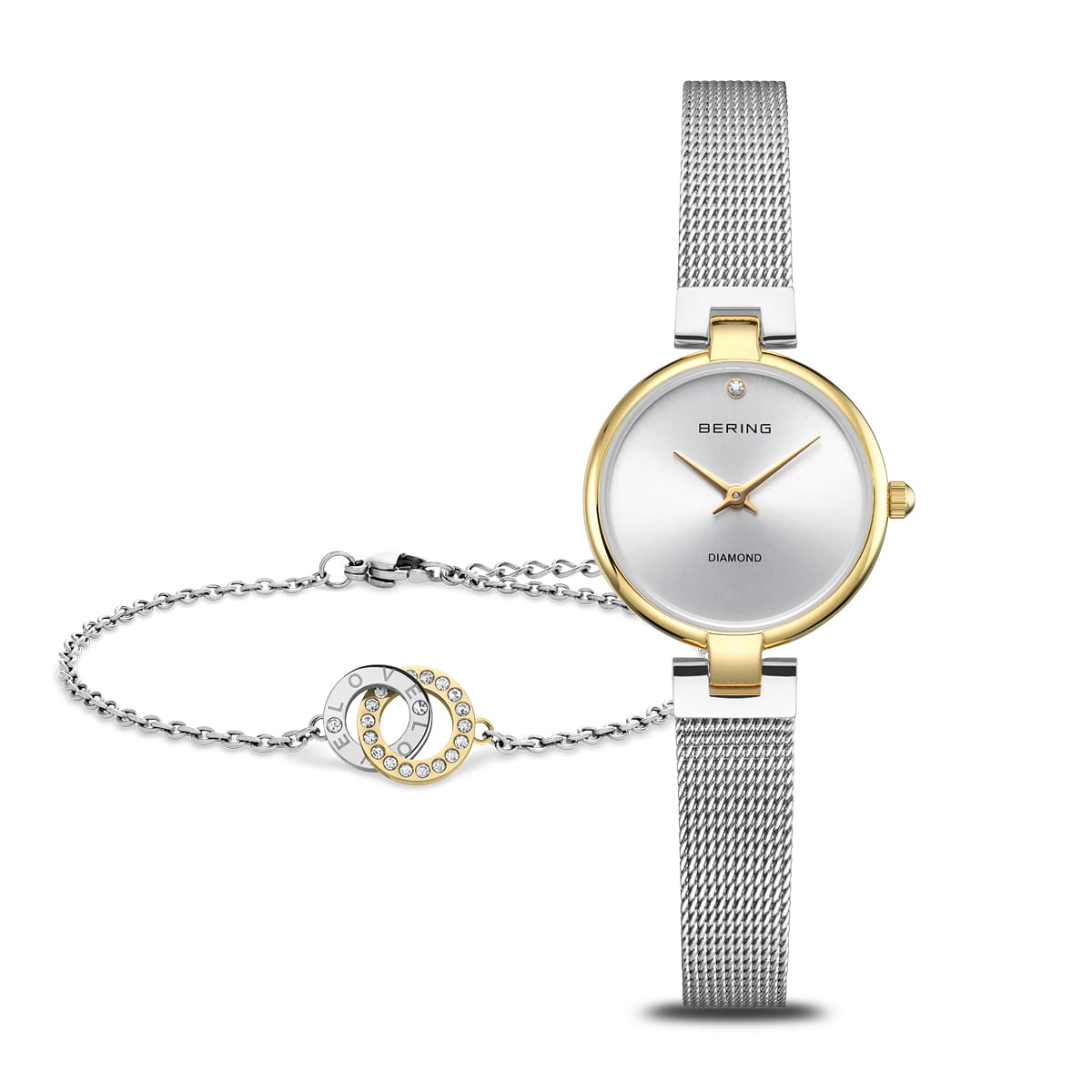 BERING The 15th Anniversary Polished Gold 24mm Silver Diamond Dial Women's Watch 17724-010-GWP