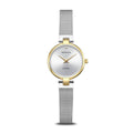 BERING Classic Polished Gold 24mm Silver Diamond Dial Women's Watch 17724-010