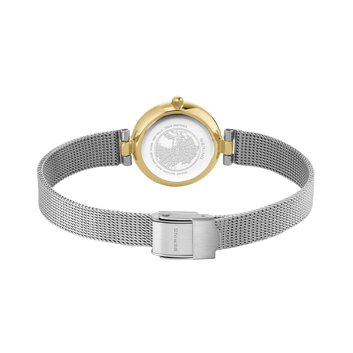 BERING Classic Polished Gold 24mm Silver Diamond Dial Women's Watch 17724-010